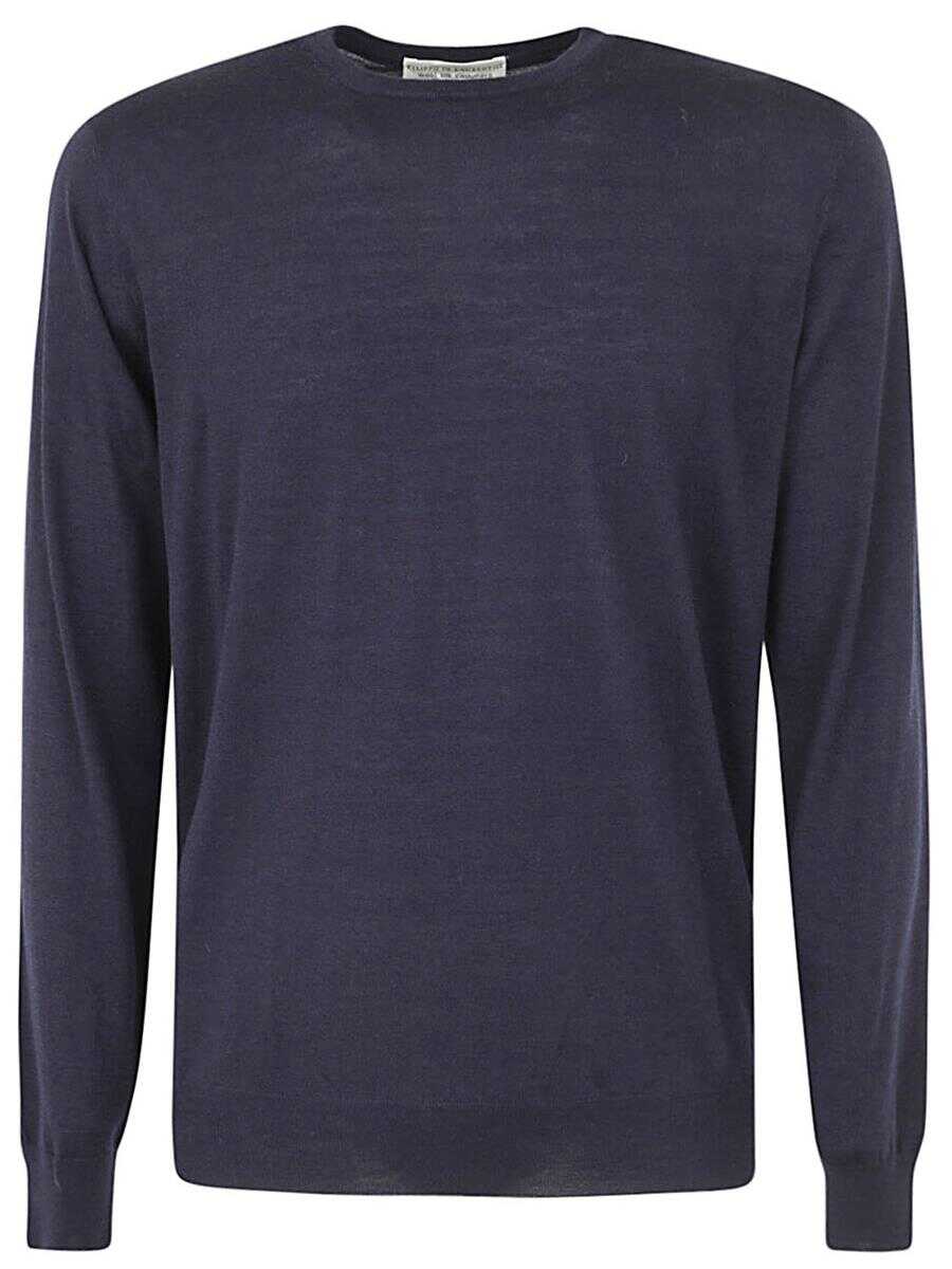 FILIPPO DE LAURENTIIS FILIPPO DE LAURENTIIS WOOL SILK CASHMERE LONG SLEEVES CREW NECK SWEATER CLOTHING BLUE