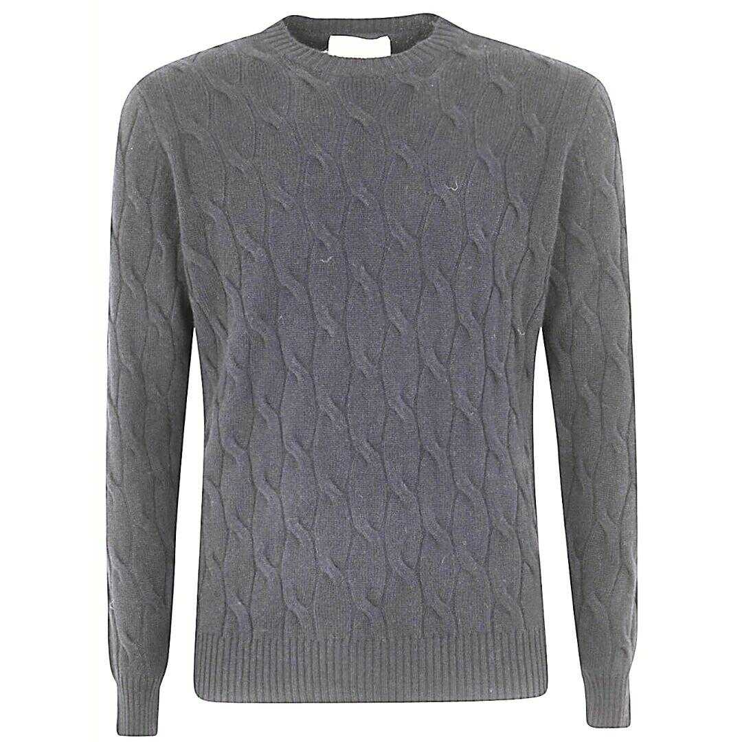 FILIPPO DE LAURENTIIS FILIPPO DE LAURENTIIS WOOL CASHMERE LONG SLEEVES CREW NECK SWEATER WITH BRAID CLOTHING GREY