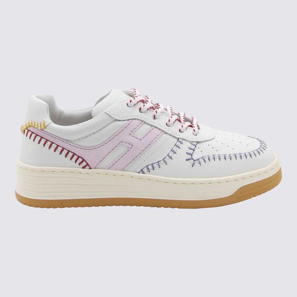 Hogan HOGAN WHITE AND PINK LEATHER H630 SNEAKERS WHITE