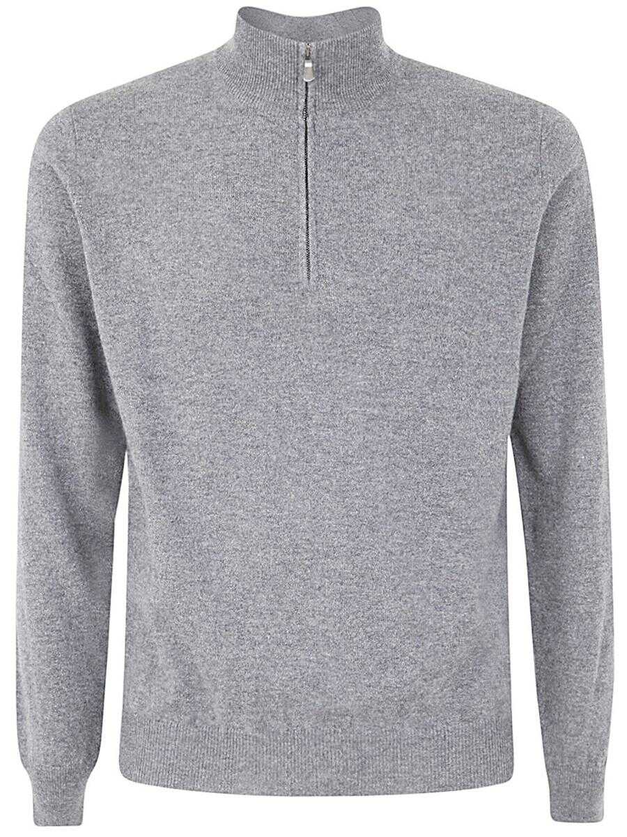 FILIPPO DE LAURENTIIS FILIPPO DE LAURENTIIS WOOL CASHMERE LONG SLEEVES HALF ZIPPED SWEATER CLOTHING GREY