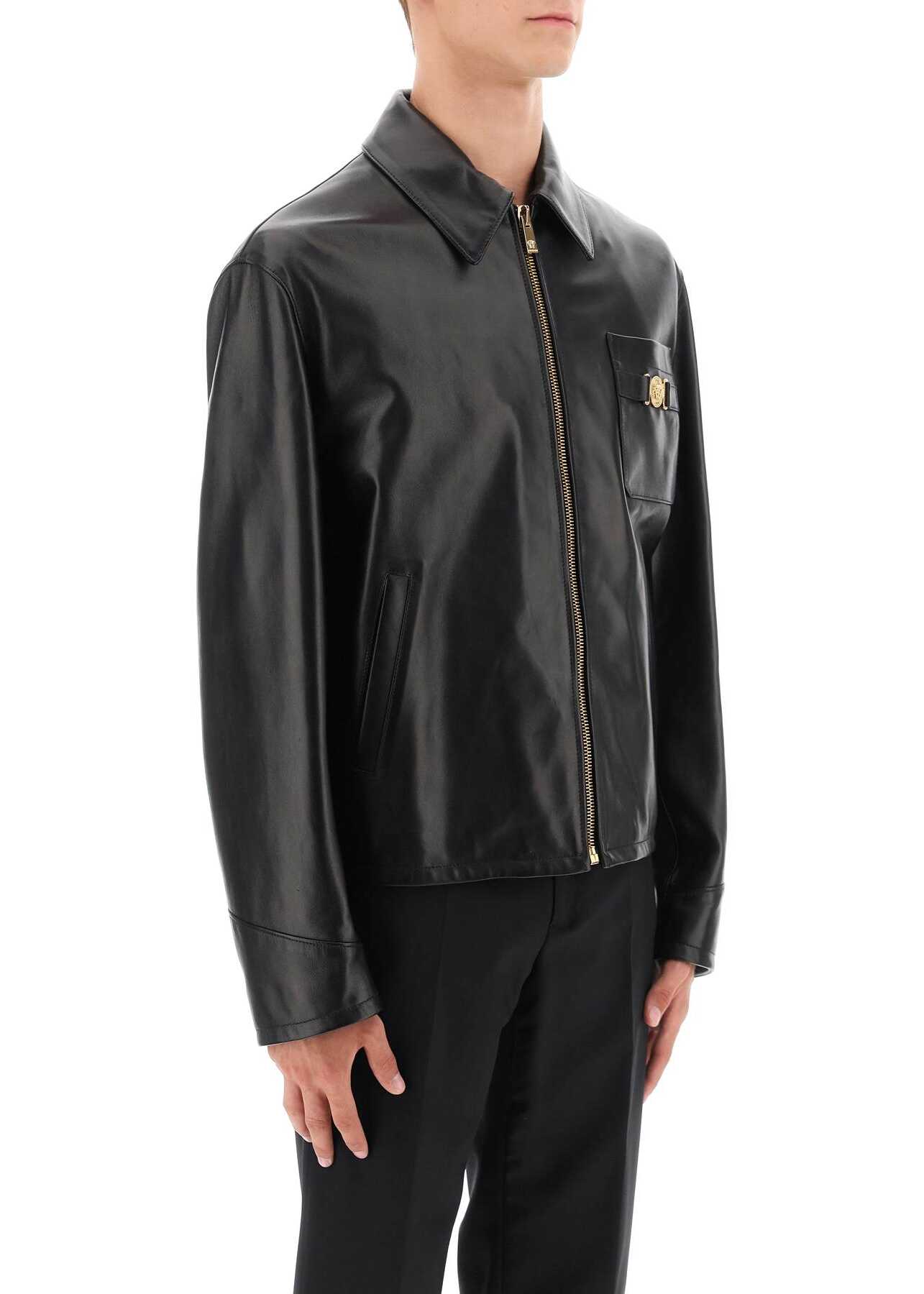 Versace Leather Blouse Jacket BLACK