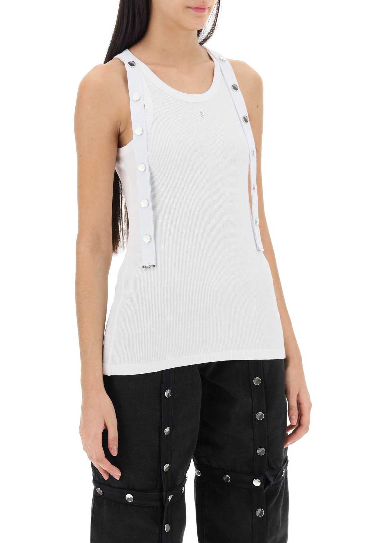 THE ATTICO Tank Top With Strings And Snaps WHITE