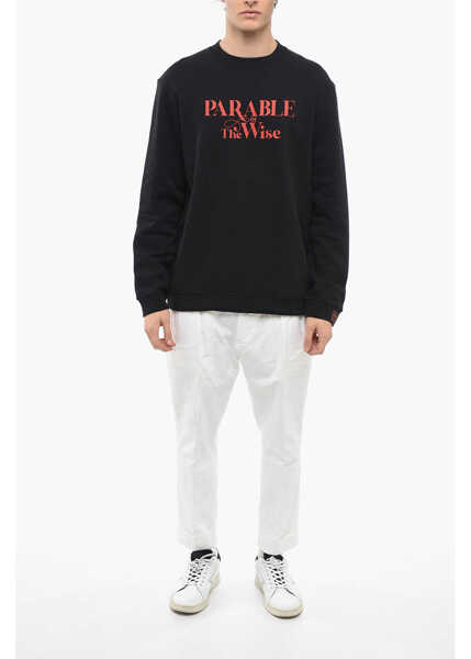 Bluze de trening Raf Simons Feeced Cotton Crew-Neck Sweatshirt With Contrasting Print Black Barbati (BM 12248592) 4