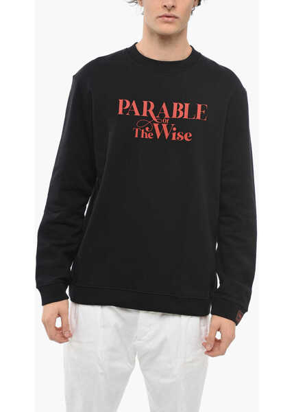 Bluze de trening Raf Simons Feeced Cotton Crew-Neck Sweatshirt With Contrasting Print Black Barbati (BM 12248592) 1