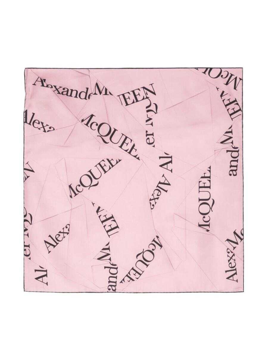 Alexander McQueen ALEXANDER MCQUEEN Logo silk scarf PINK