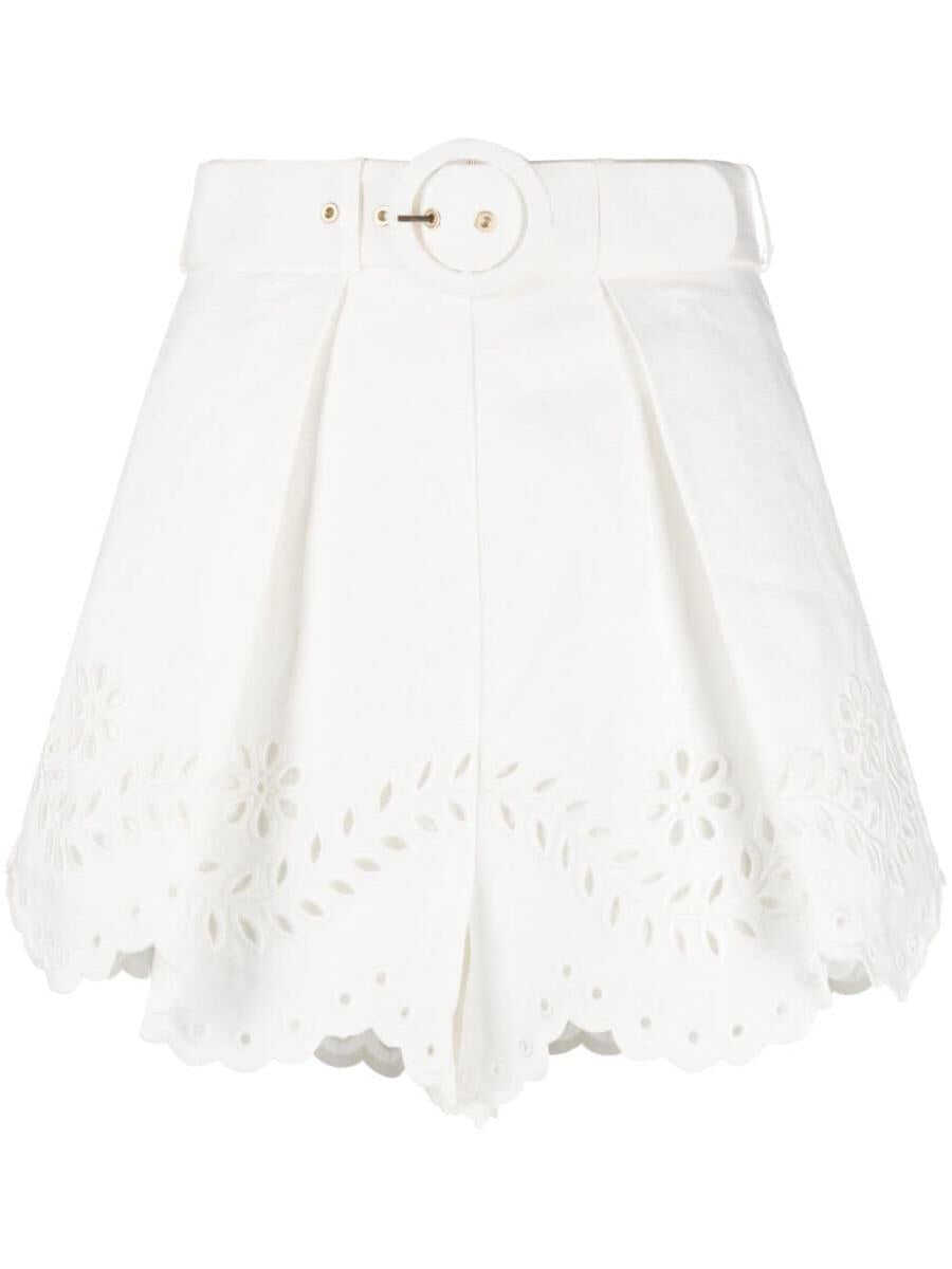 ZIMMERMANN ZIMMERMANN Embroidered linen shorts WHITE