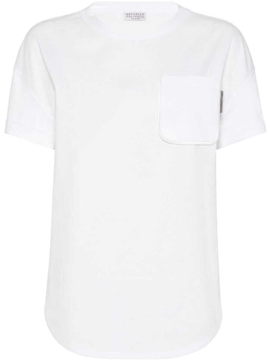Brunello Cucinelli BRUNELLO CUCINELLI Shiny Tab cotton t-shirt WHITE