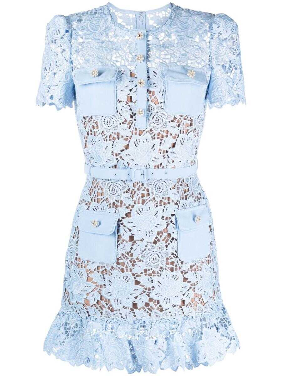 Self-Portrait SELF-PORTRAIT Lace mini dress CLEAR BLUE