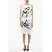 Rochii scurte Silk Midi Dress With Logo Print And Lace Details Femei