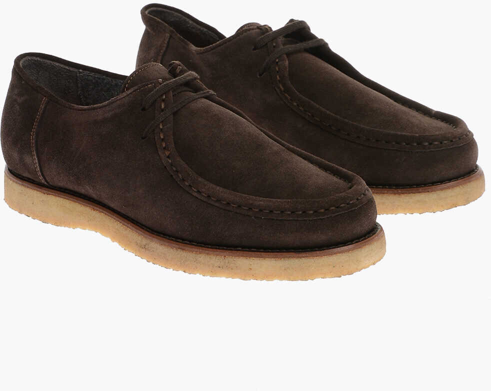 CORNELIANI Suede Lace-Up Loafers Brown