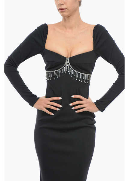 Rochii lungi ANOUKI Back Split Bustier Sheath Dress With Crystals Black Femei (BM 12257121) 4