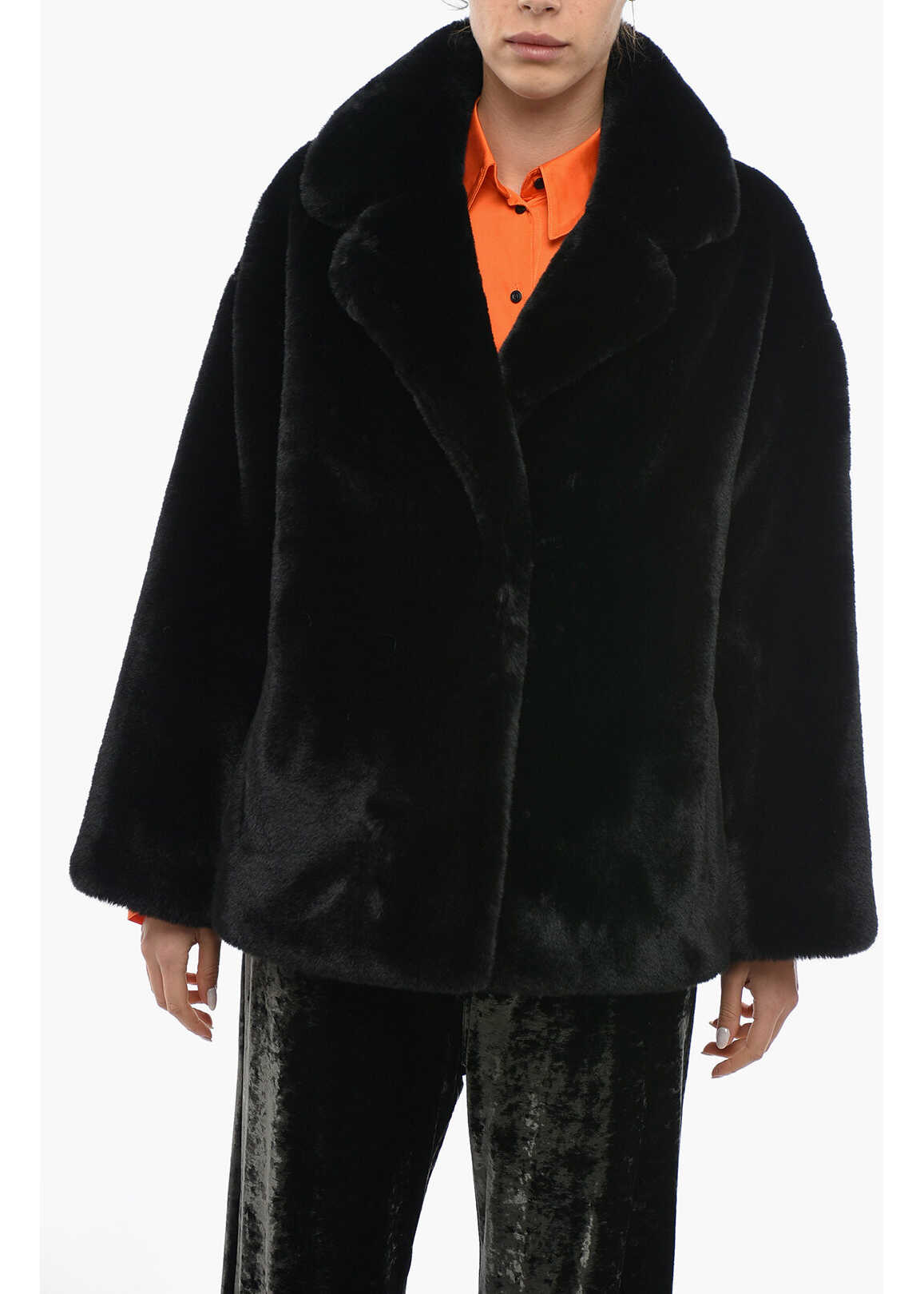 STAND STUDIO Eco-Fur Savannah Short Coat Black
