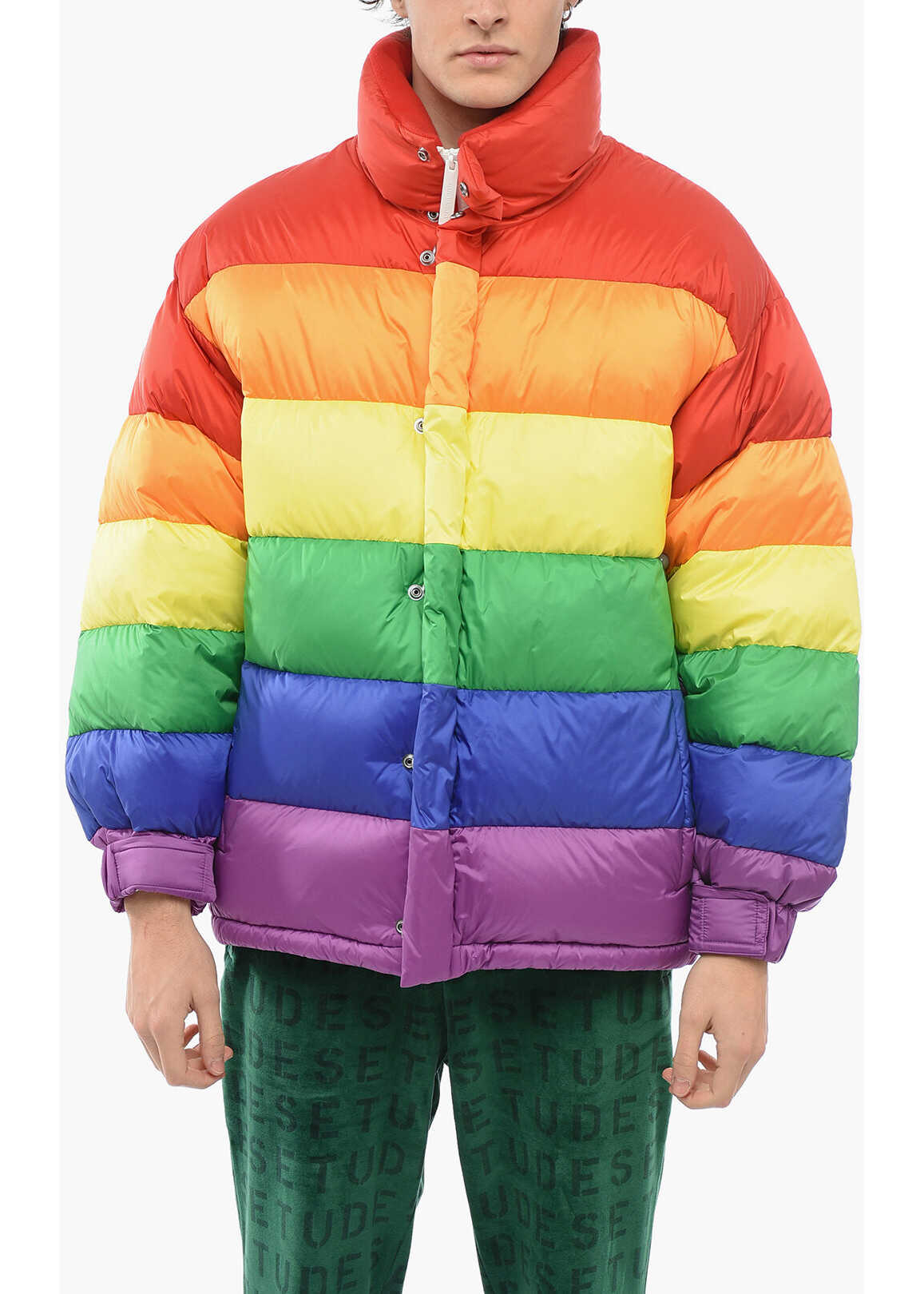 Burberry Rainbow Oversized Down Jacket With Striped Pattern Multicolor