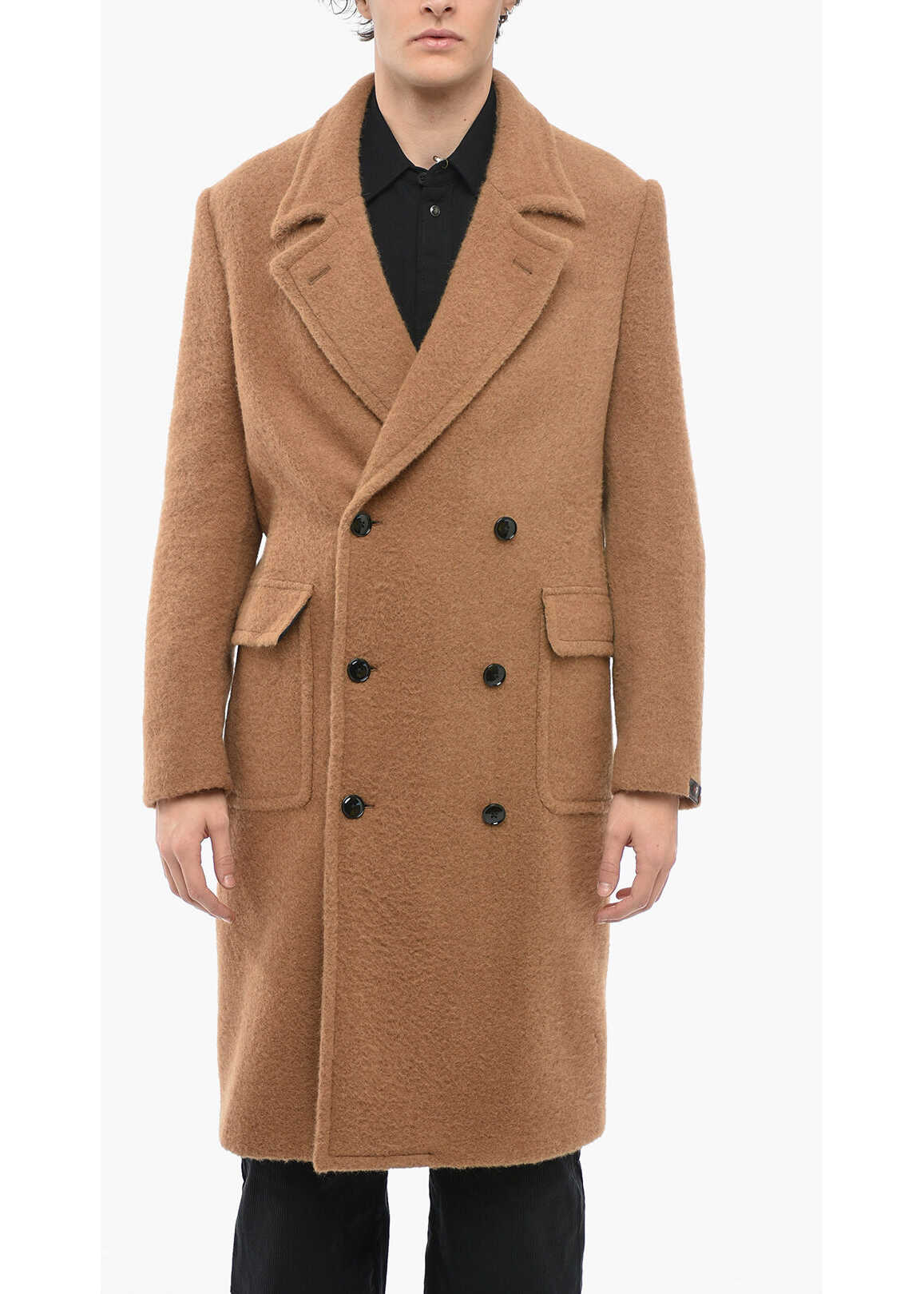 Massimo Piombo Double-Breasted Albert Coat With Flap Pockets Brown