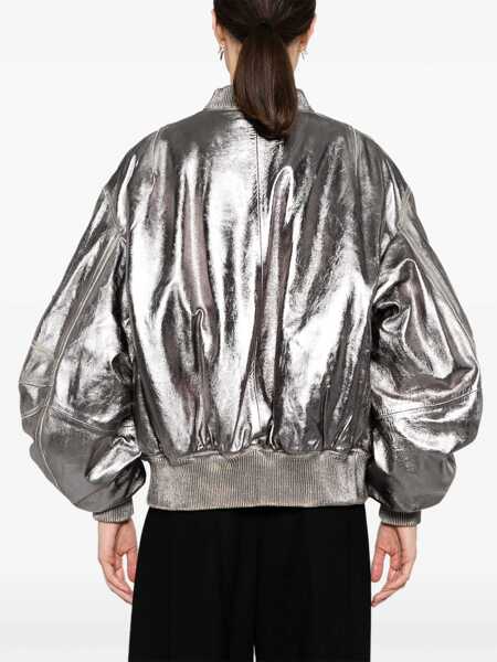 Bomber jacket THE ATTICO The Attico Mirrored Leather Bomber Jacket - Runway SILVER Femei (BM 12261624) 4