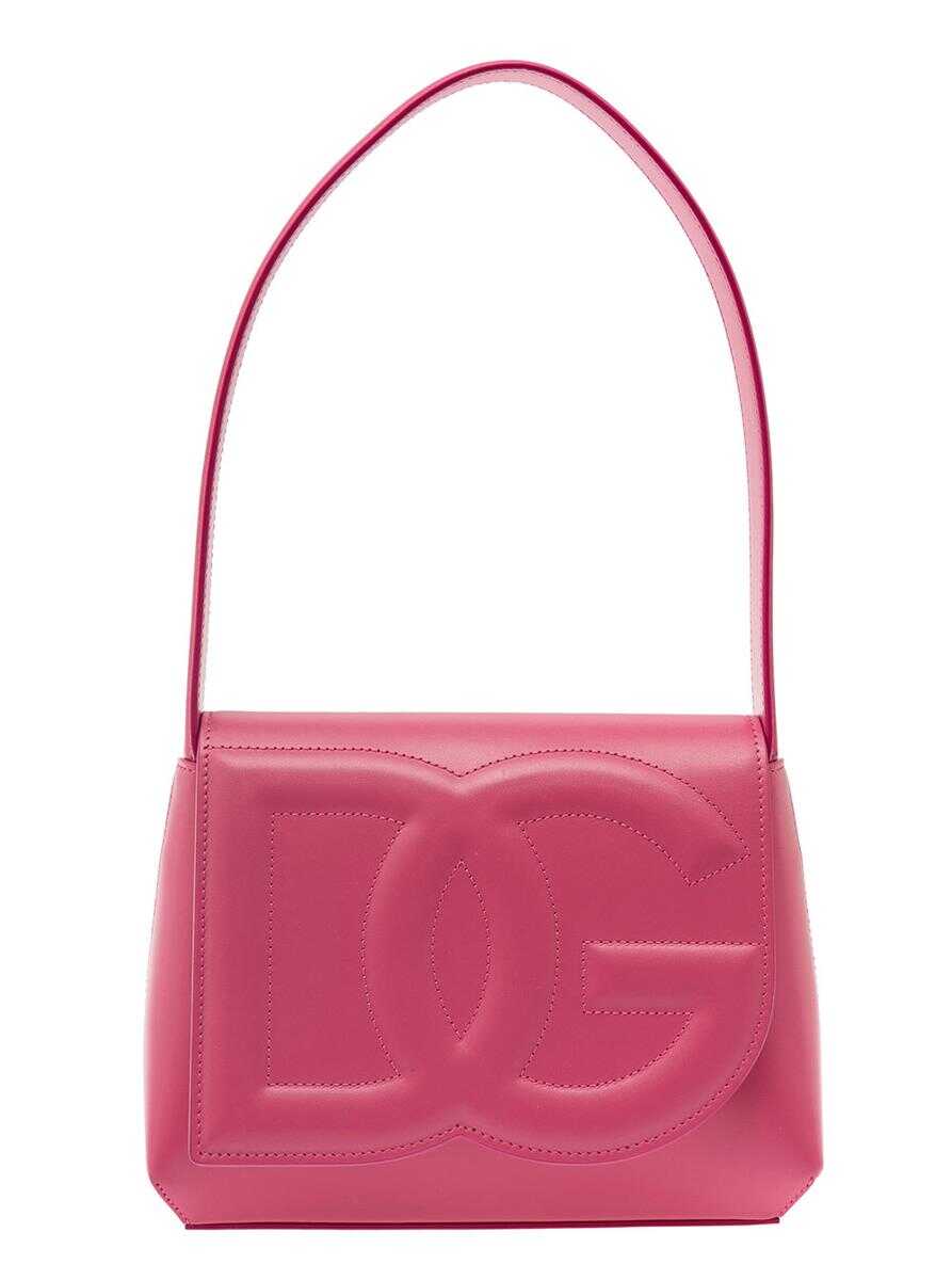 Dolce & Gabbana \'DG Logo\' Pink Shoulder Bag in 3D Quilted Logo Detail in Smooth Leather Woman PINK