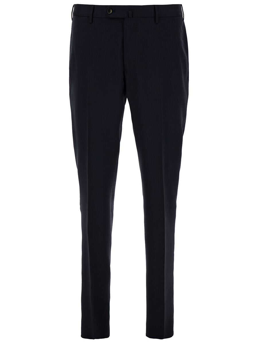 PT TORINO Blue Straight Pants with Front Closure in Wool Man BLU
