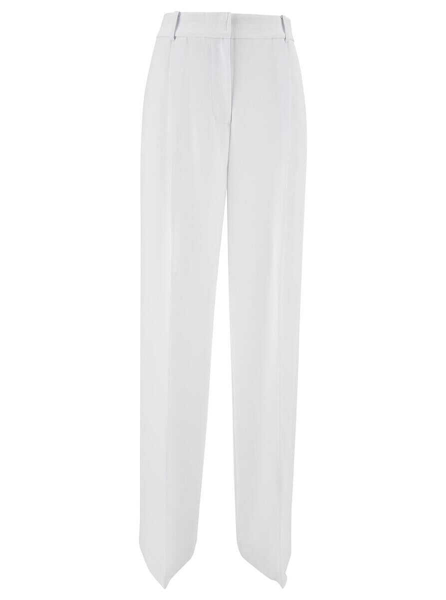 Michael Kors White Wide Leg Tailored Pants in Cotton Woman WHITE
