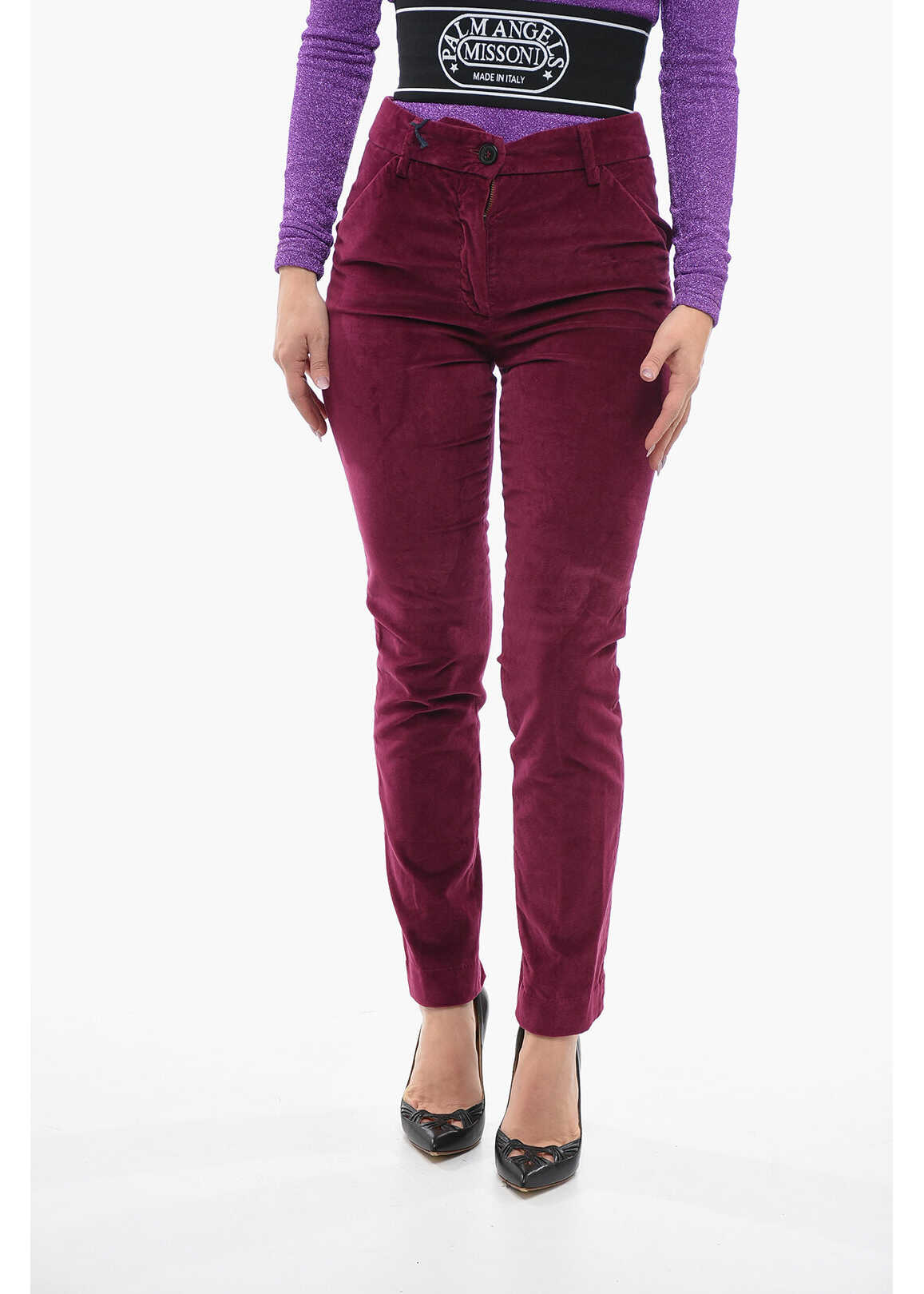 True Royal Velour Penny Chinos Pants With Belt Loops Violet
