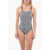 Nike Swim Double Patterned One-Piece Swimsuit Black & White