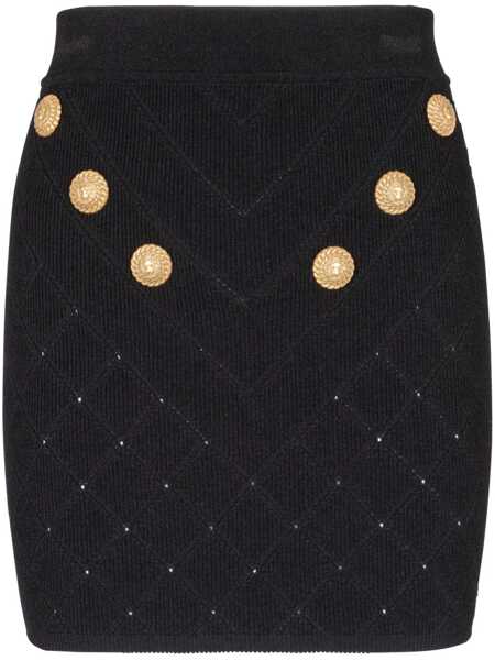 Fuste Balmain Black Short Skirt With Jewel Buttons In Viscose Blend Woman Black Femei (BM 12275580) 1