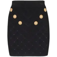 Fuste Black Short Skirt With Jewel Buttons In Viscose Blend Woman Femei