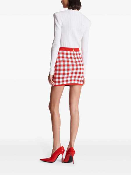 Fuste Balmain Balmain Vichy Buttoned Mini Skirt RED Femei (BM 12275583) 4