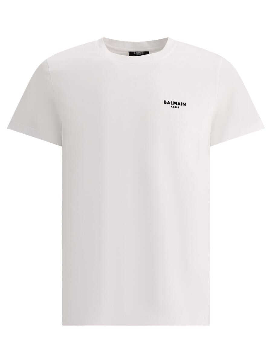 Balmain BALMAIN T-shirt with flocked Balmain Paris logo WHITE