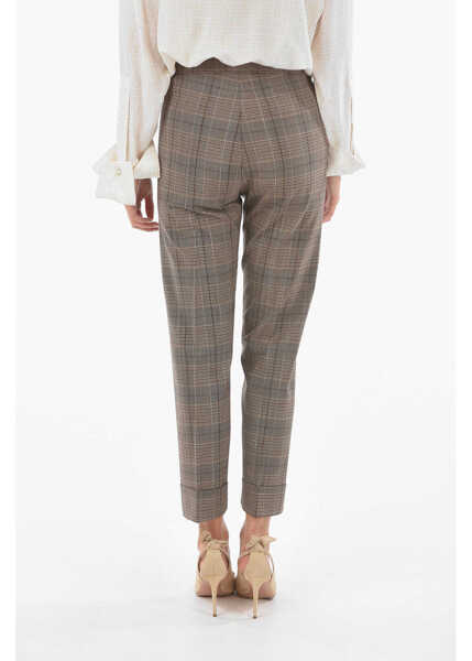 Pantaloni office AVENUE MONTAIGNE Cuffed Tartan Pants Beige Femei (BM 12282456) 2