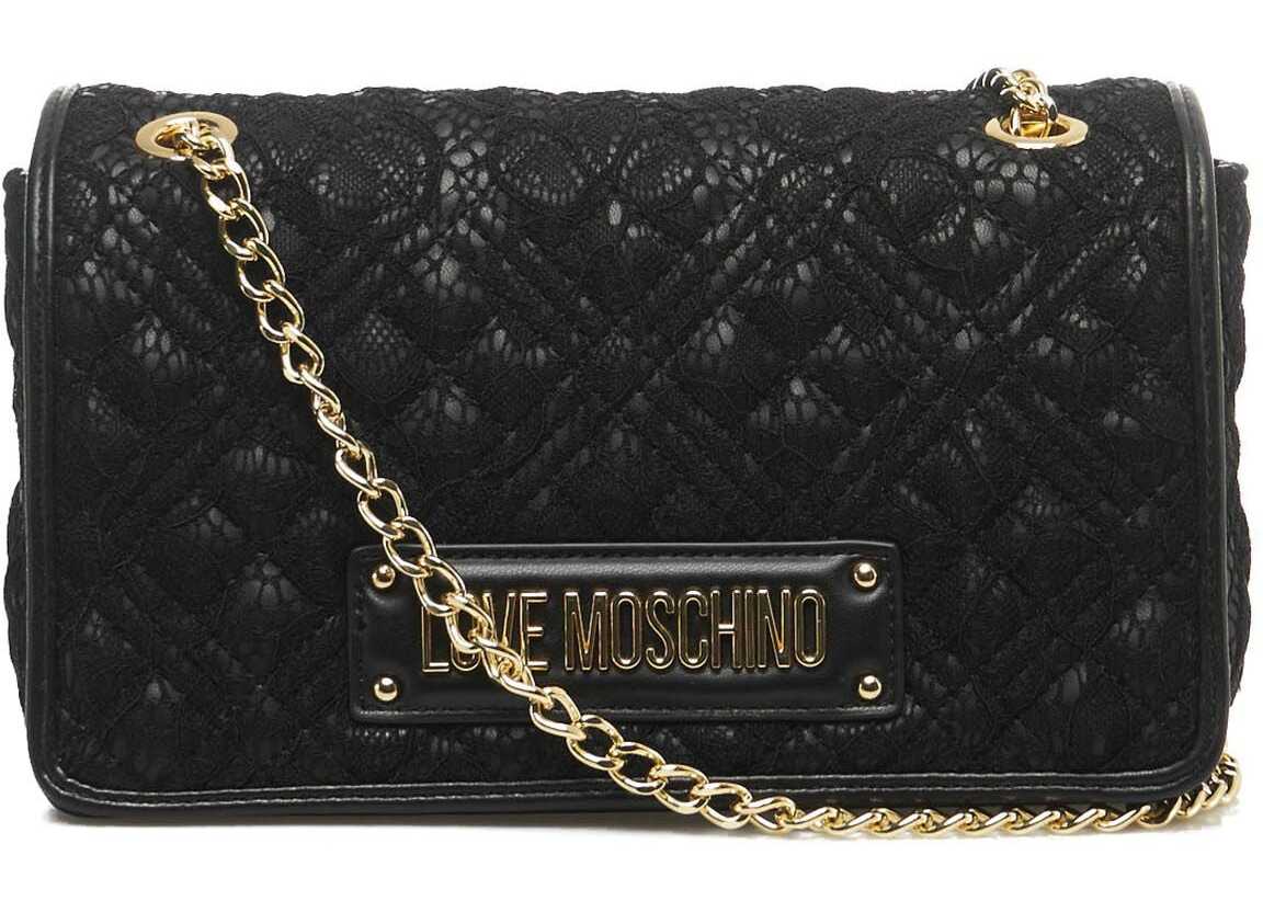LOVE Moschino Crossbody bag with lace insert Black