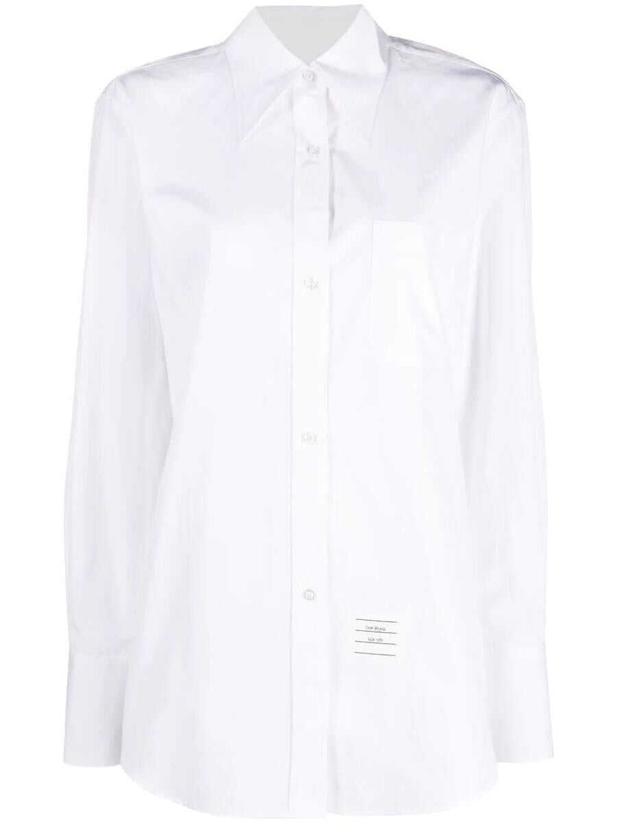 Thom Browne THOM BROWNE EXAGGERATED EASY FIT POINT COLLAR SHIRT IN POPLIN CLOTHING WHITE