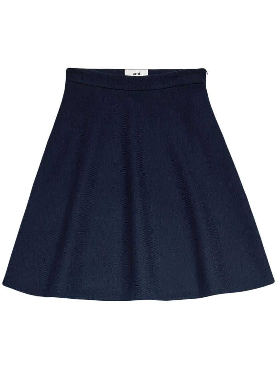 AMI Paris AMI PARIS viring-wool blend A-line skirt NIGHT BLUE