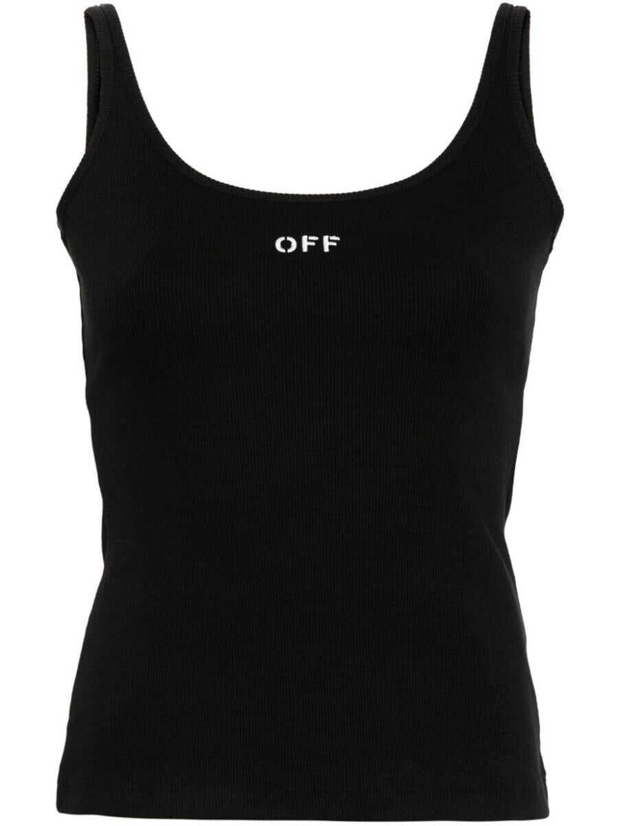 Off-White OFF-WHITE Off Stamp ribbed-knit tank top BLACK WHITE