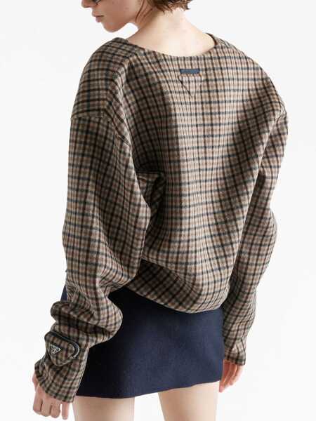 Pulovere Prada Prada Checked Cashgora Sweater Beige Femei (BM 12302757) 4
