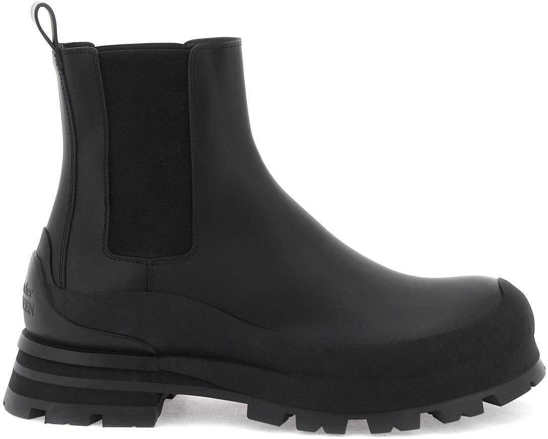 Alexander McQueen Leather Chelsea Ankle Boots BLACK