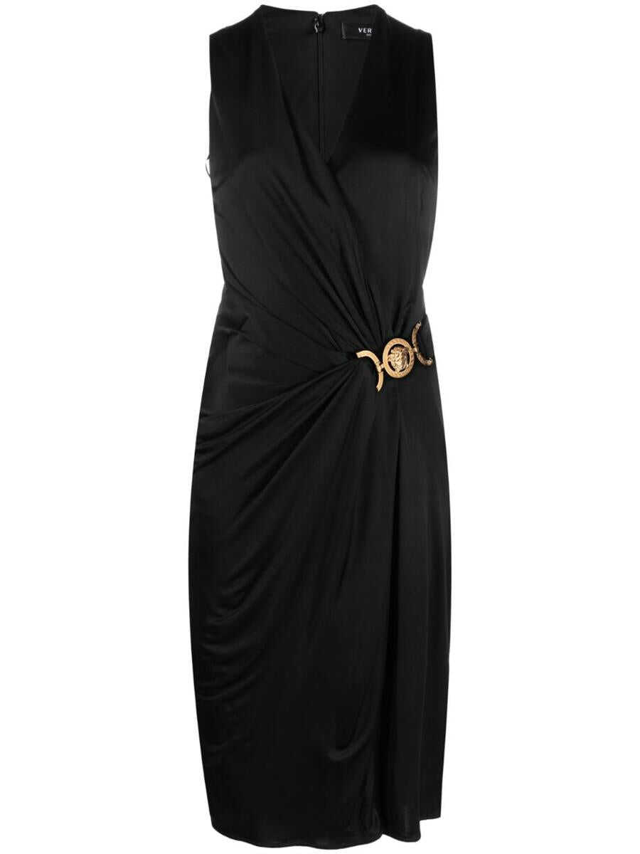 Versace VERSACE Short jersey draped dress BLACK