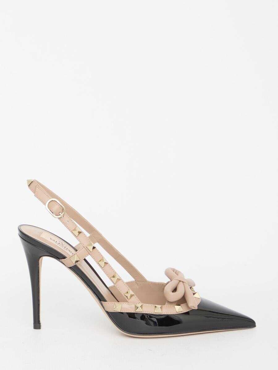 Valentino Garavani Rockstud Bow Slingback Pumps BLACK