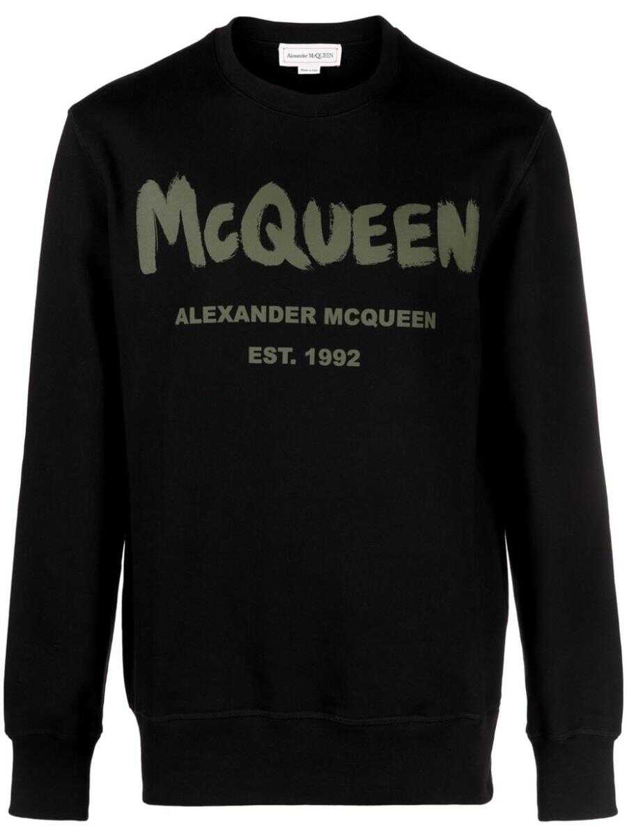 Alexander McQueen ALEXANDER MCQUEEN Graffiti organic cotton sweatshirt BLACK
