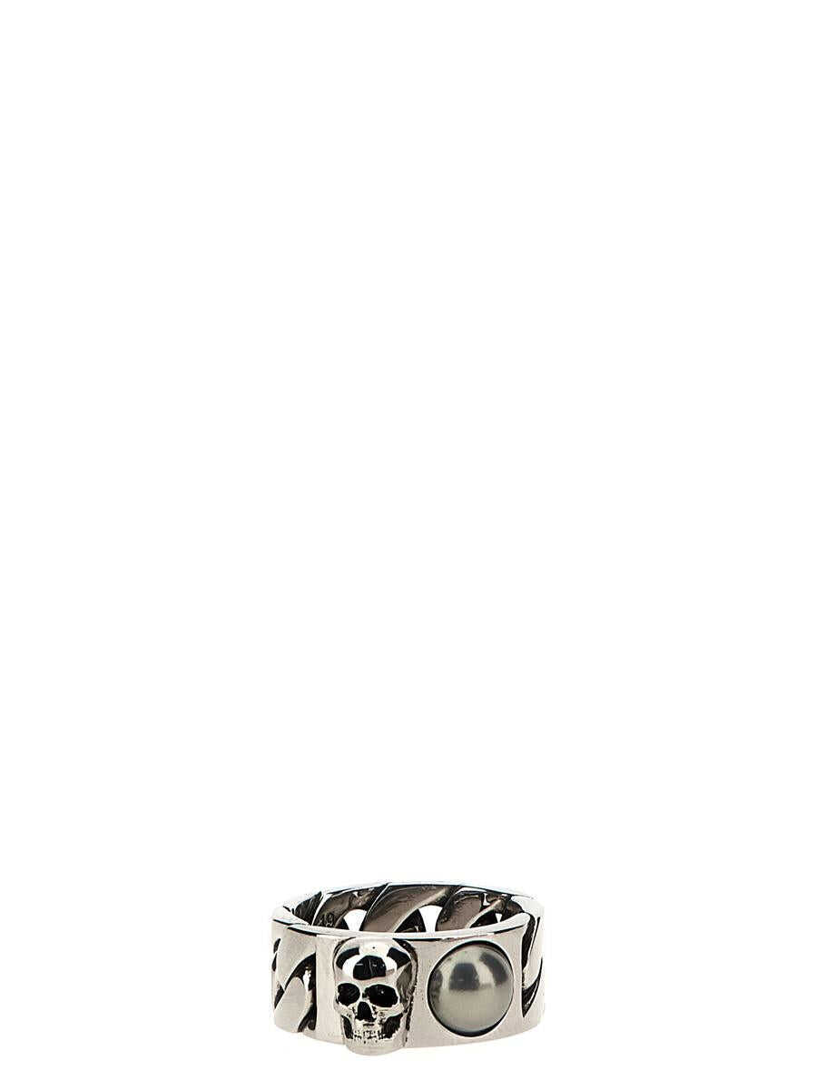 Bijuterii Alexander McQueen Alexander McQueen Perla Skull Ring SILVER Barbati (BM 12312999) 1