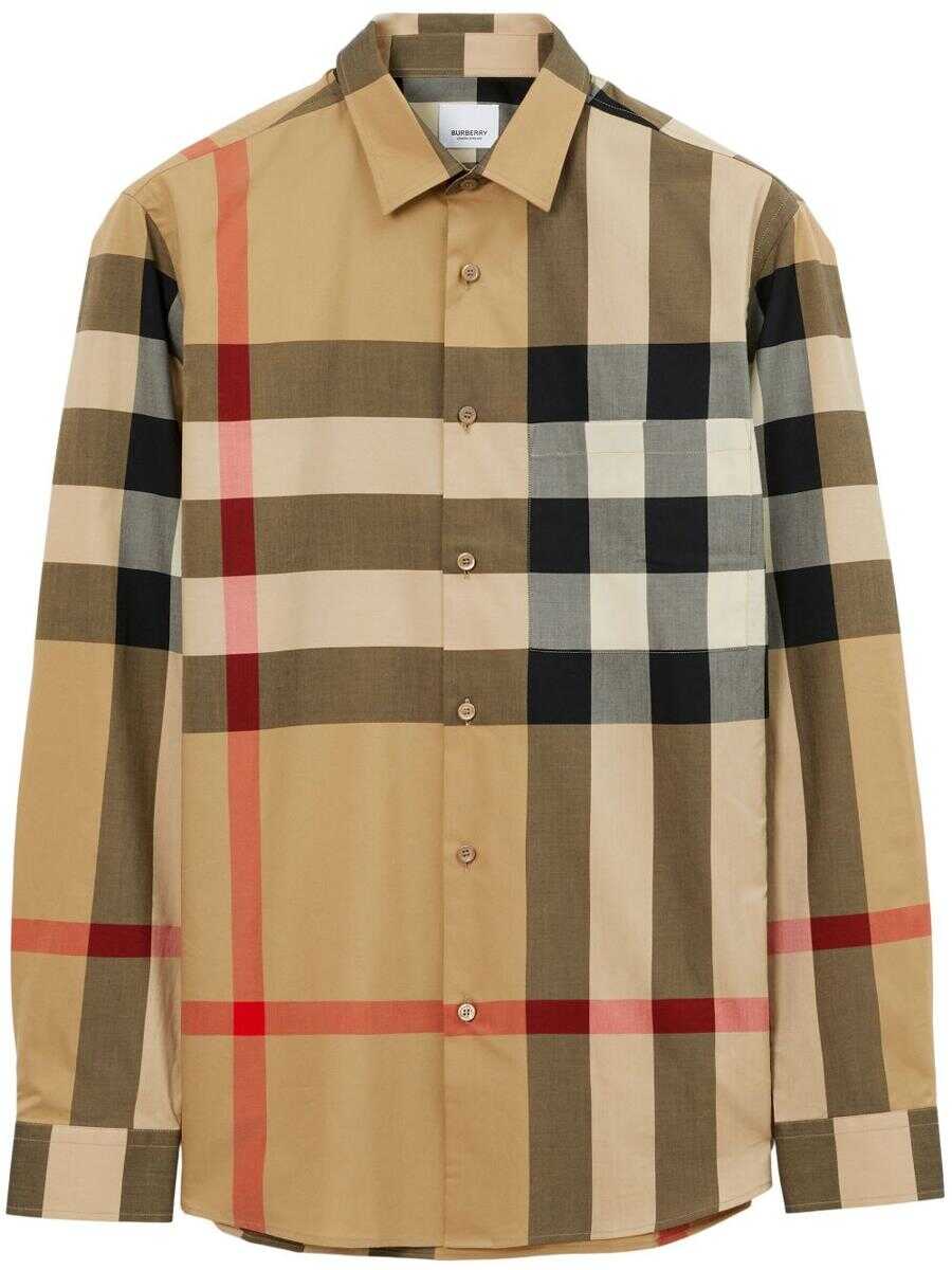 Burberry BURBERRY Check motif cotton shirt BEIGE