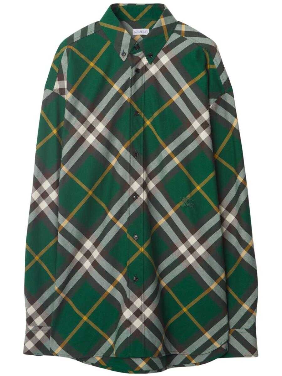 Burberry BURBERRY Check motif cotton shirt GREEN