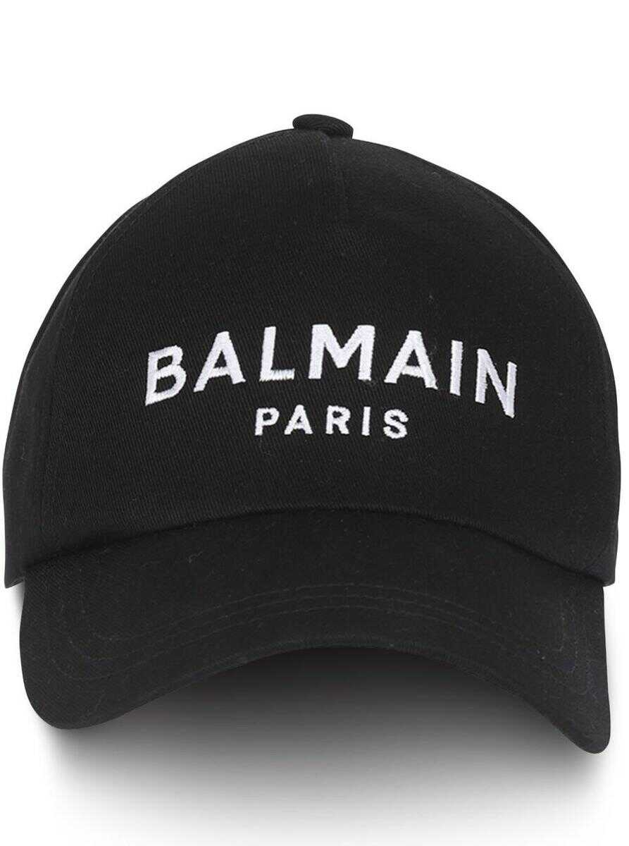 Balmain Black Baseball Cap with Contrasting Logo in Cotton Woman BLACK