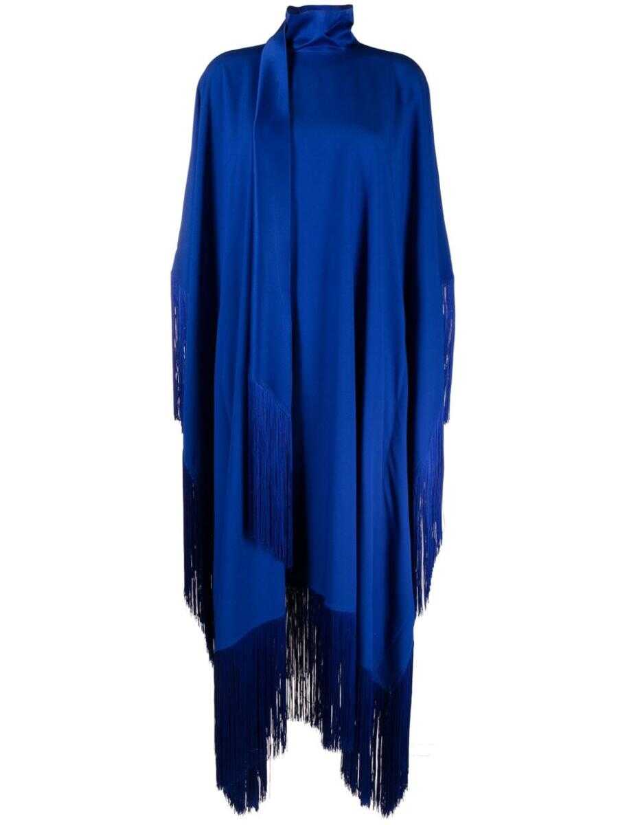 TALLER MARMO TALLER MARMO Mrs. Ross fringed crêpe kaftan BLUE