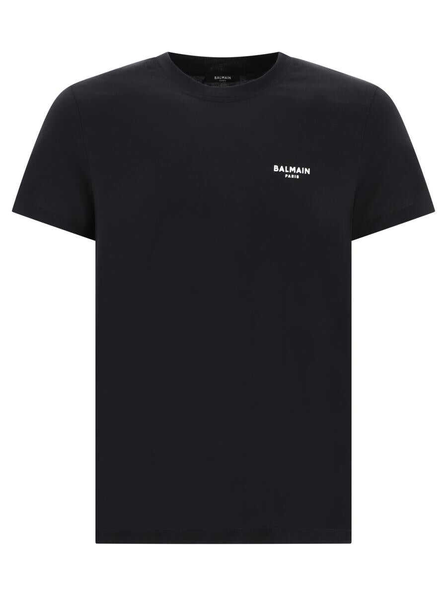 Balmain BALMAIN T-shirt with flocked Balmain Paris logo BLACK
