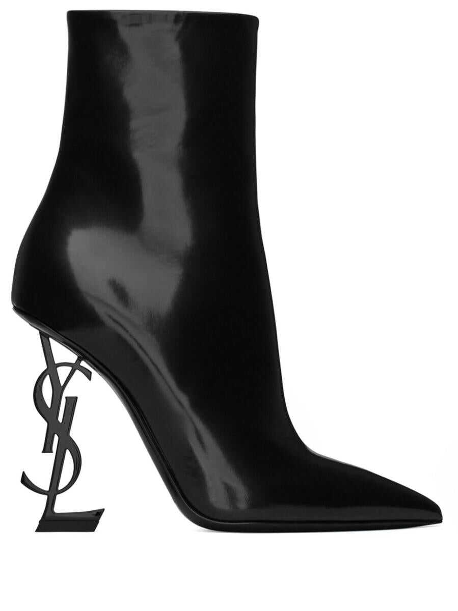 Saint Laurent SAINT LAURENT Opyum leather heel ankle boots BLACK