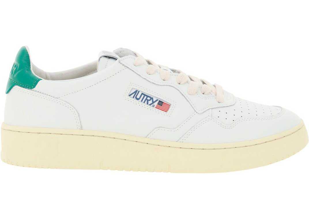 AUTRY Leather Medalist Low Sneakers WHITE GREEN