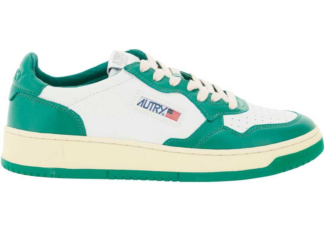 AUTRY Leather Medalist Low Sneakers WHITE GREEN