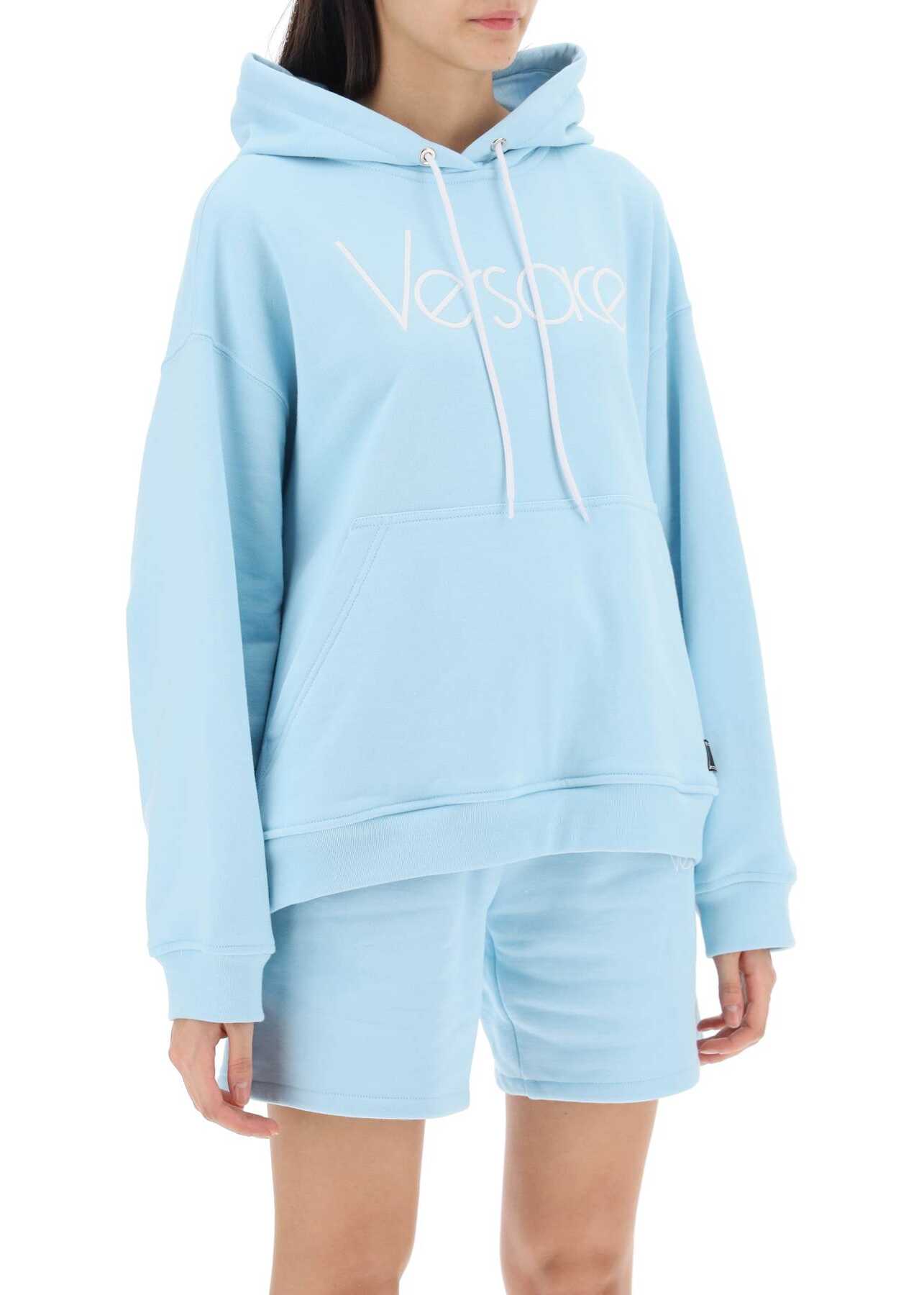 Versace Hoodie With 1978 Re-Edition Logo PALE BLUE BIANCO