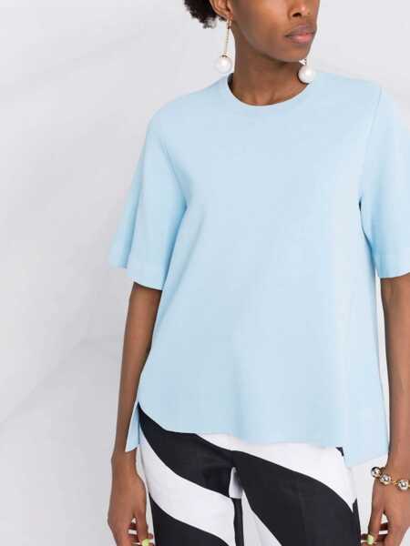 Tricouri Stella McCartney T-Shirt With Asymmetrical Hemline AZURE Femei (BM 12342891) 5