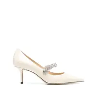 Pantofi cu toc 'Bing' White Pumps With Crystal Embellishments And High Cone Heel In Patent Leather Blend Woman Femei